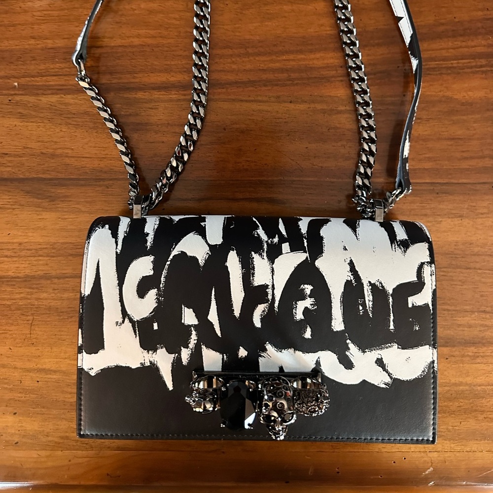 Alexander McQueen Jeweled Satchel Skull Knuckle Duster Graphic Handbag
